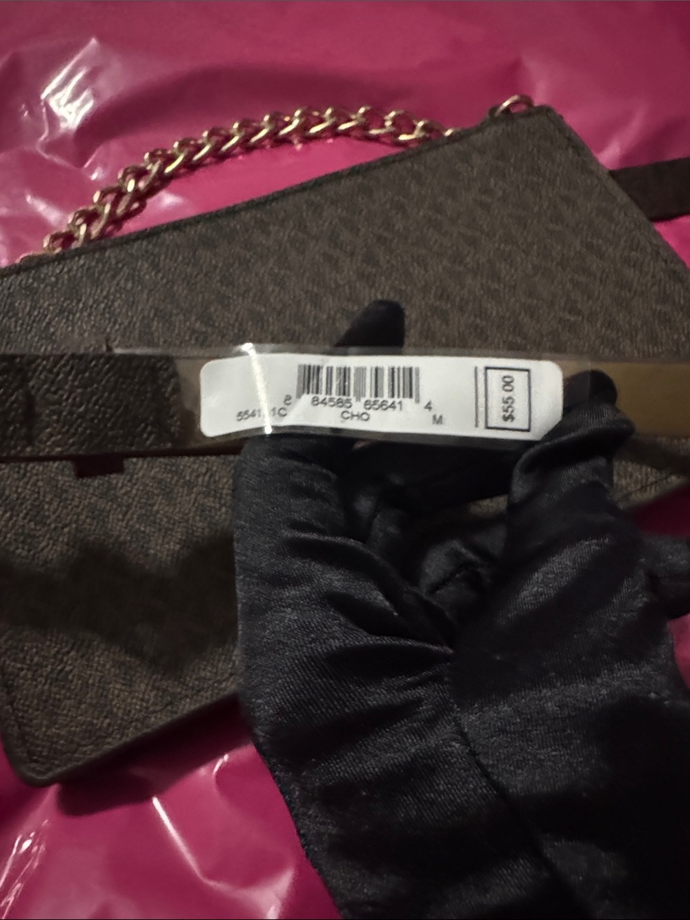 Michael Kors Dark Brown Logo belt purses with Gold Chain - Picture 5 of 5